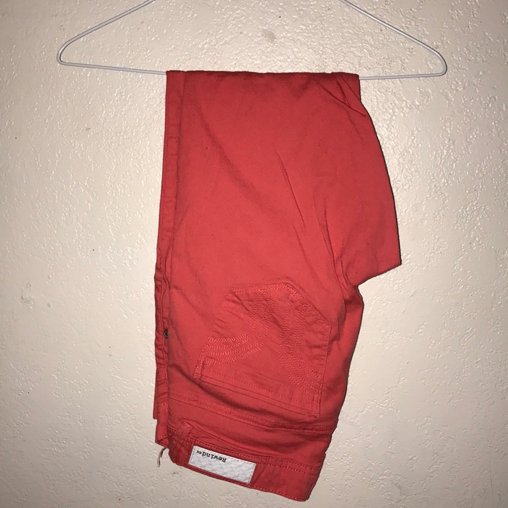 Coral cropped jeans